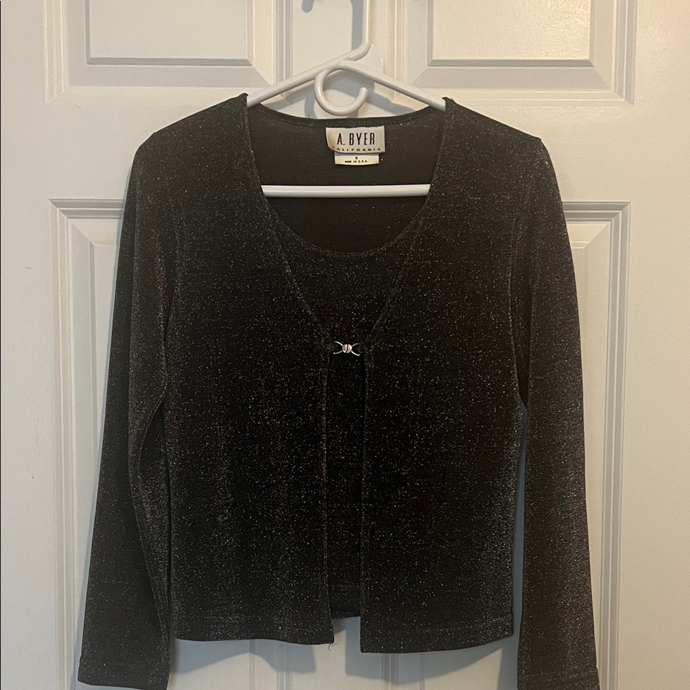 A. Byer Black Glitter Knit Top